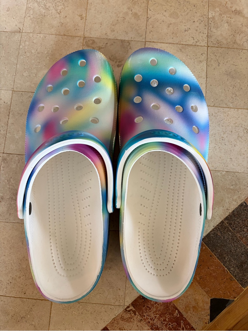 Rainbow Tie-Dye Comfort Clogs - White Insole